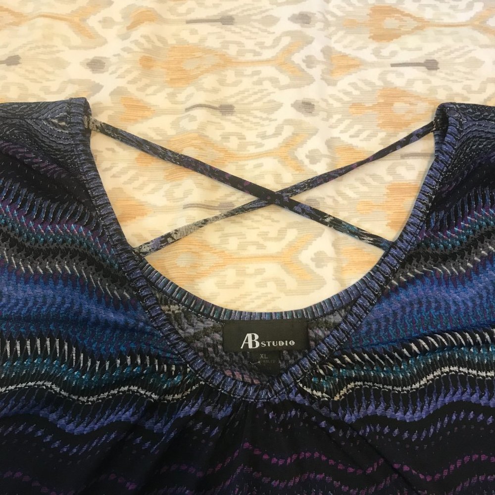 Multi-colored Short Sleeve Blouse by AB Studio - Picture 6 of 8